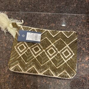 Universal Thread Golden Beaded Clutch with Tassel - NWT